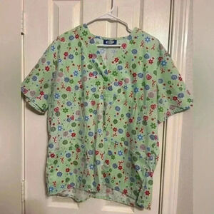 2- like new scrub tops by factory uniforms size large